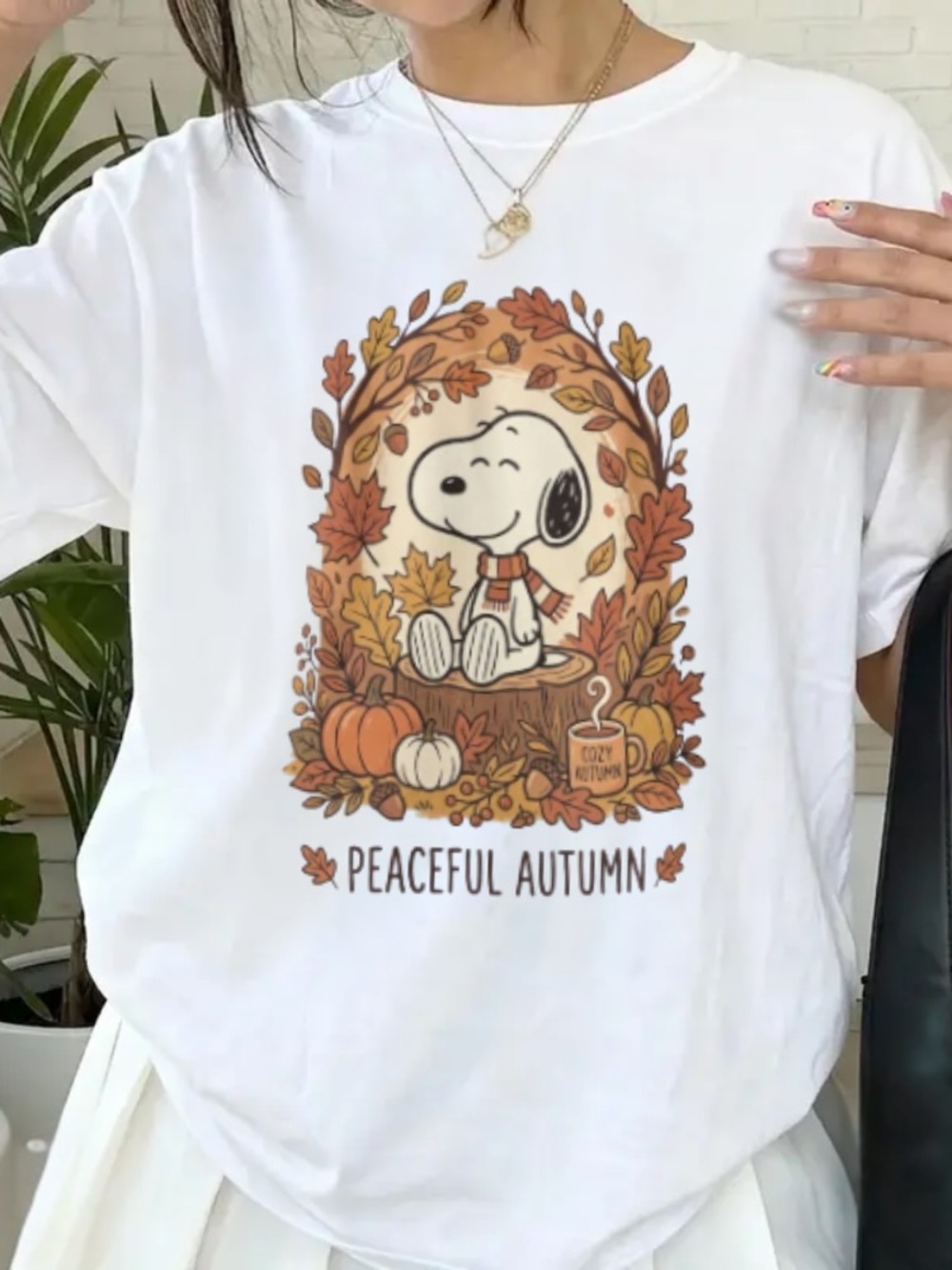 Snoopy Peaceful Fall Autumn Graphic T-Shirt